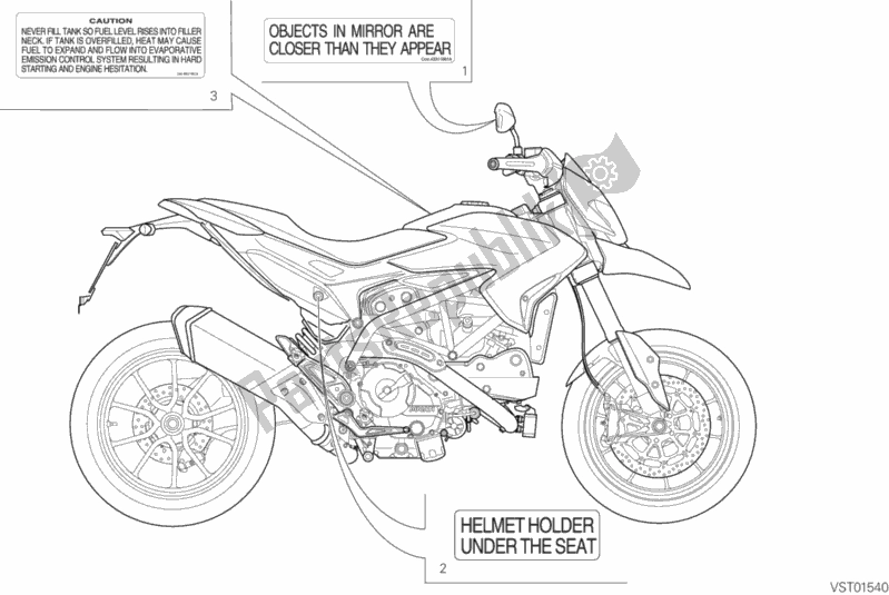 Todas as partes de Posizionamento Targhette do Ducati Hypermotard 939 SP USA 2016